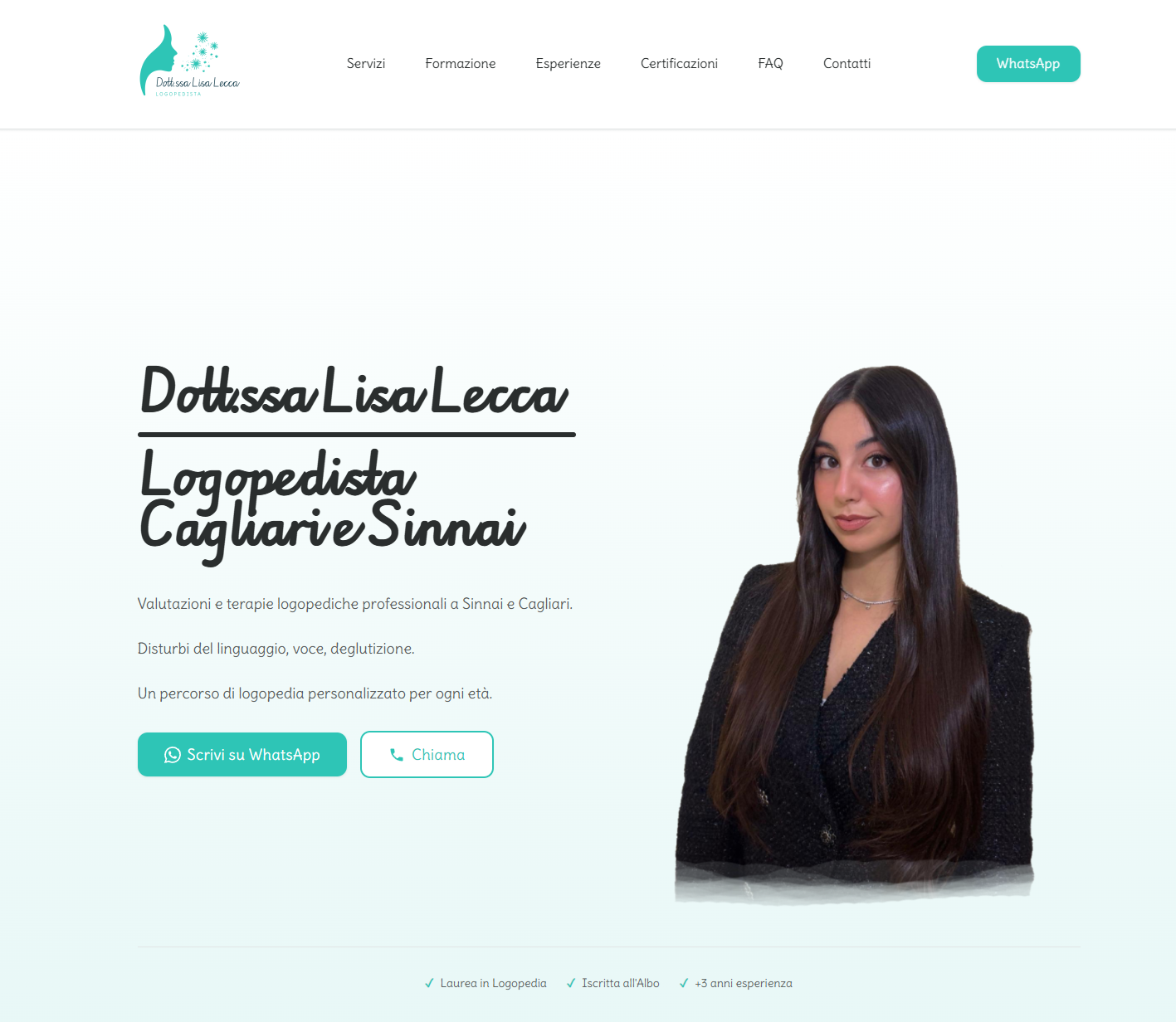 Screenshot del sito Lisa Lecca Logopedista